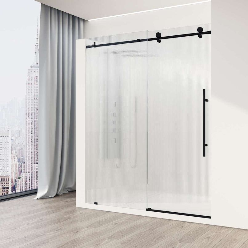 Elan E-Class 76" High x 60" Wide Sliding Frameless Shower Door with Patterned Glass - image 4