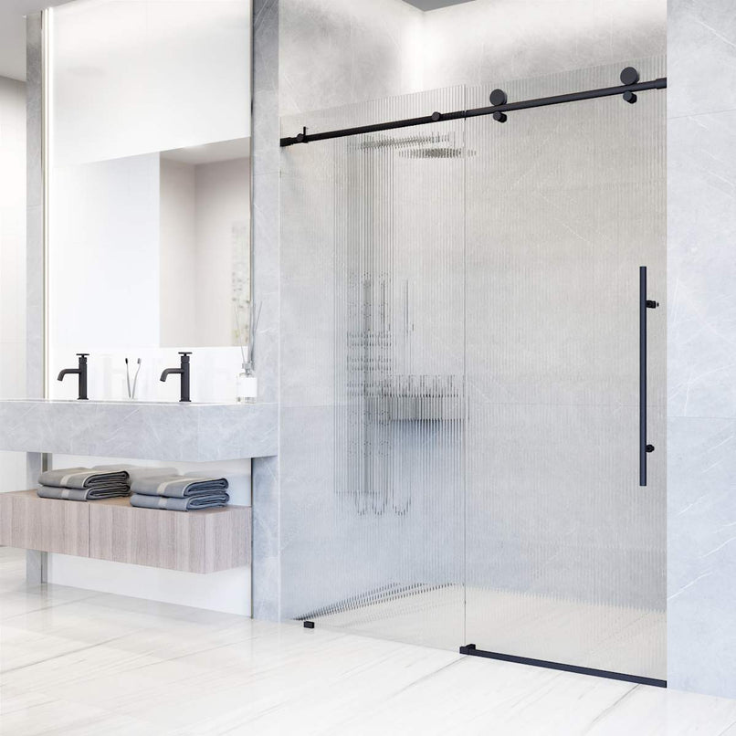 Elan E-Class 76" High x 60" Wide Sliding Frameless Shower Door with Patterned Glass - image 7