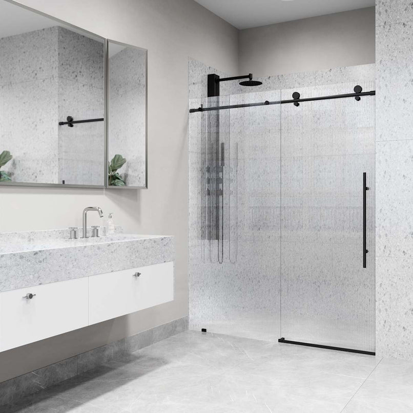 Elan E-Class 76" High x 60" Wide Sliding Frameless Shower Door with Patterned Glass - image 8