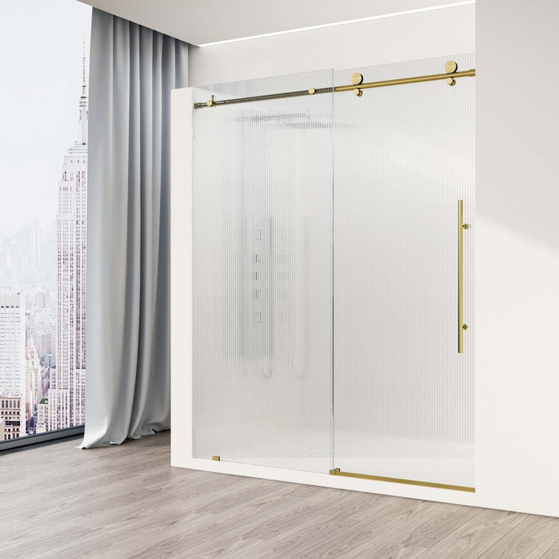 Elan E-Class 76" High x 60" Wide Sliding Frameless Shower Door with Patterned Glass - image 16