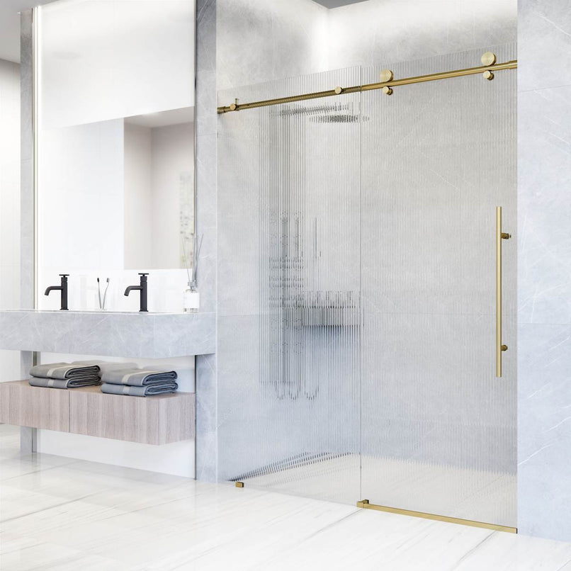 Elan E-Class 76" High x 60" Wide Sliding Frameless Shower Door with Patterned Glass - image 18