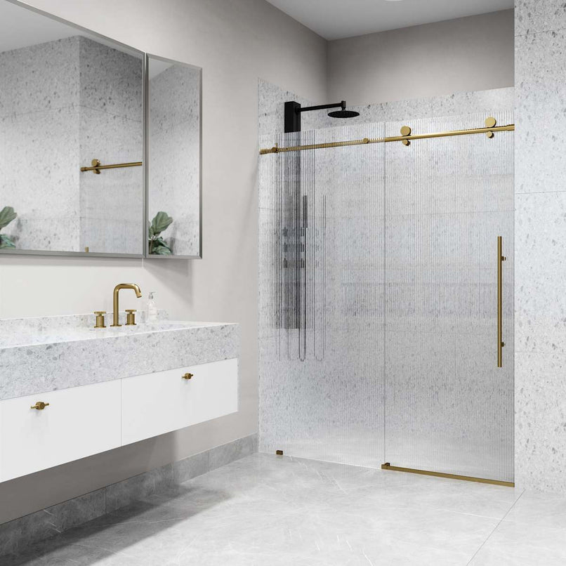 Elan E-Class 76" High x 60" Wide Sliding Frameless Shower Door with Patterned Glass - image 19