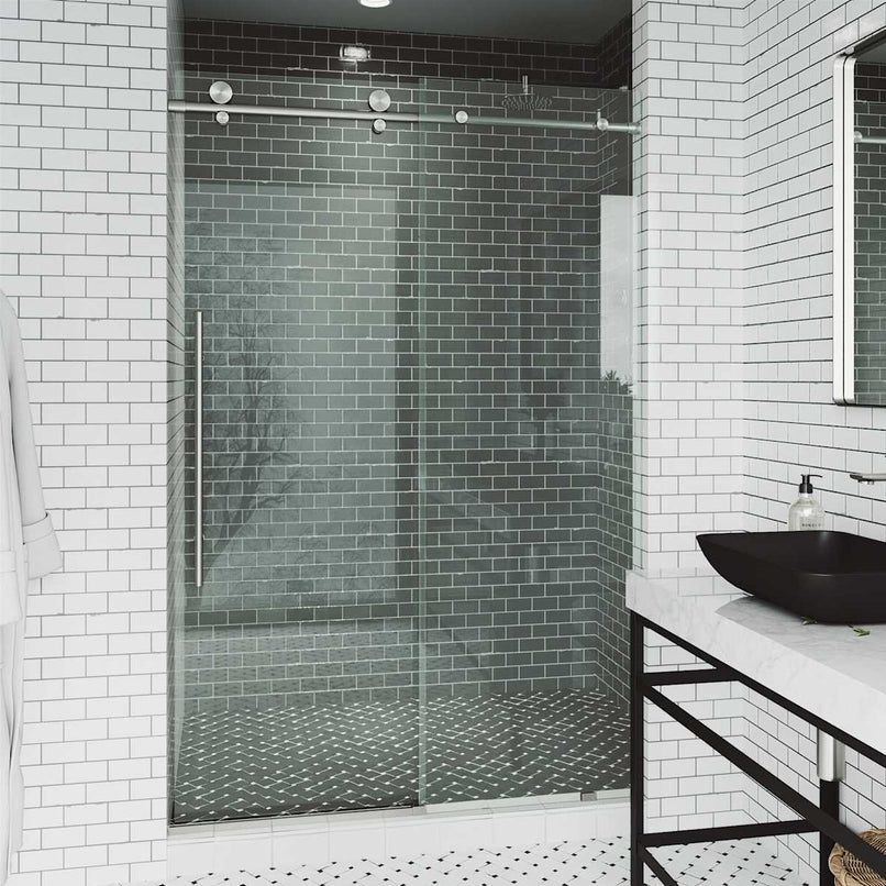 Elan E-Class 76" High x 48" Wide Sliding Frameless Shower Door with Clear Glass - image 1