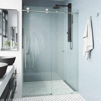 Elan E-Class 76" High x 52" Wide Sliding Frameless Shower Door with Clear Glass - image 1