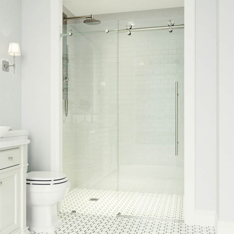 Elan E-Class 76" High x 68" Wide Sliding Frameless Shower Door with Clear Glass - image 1