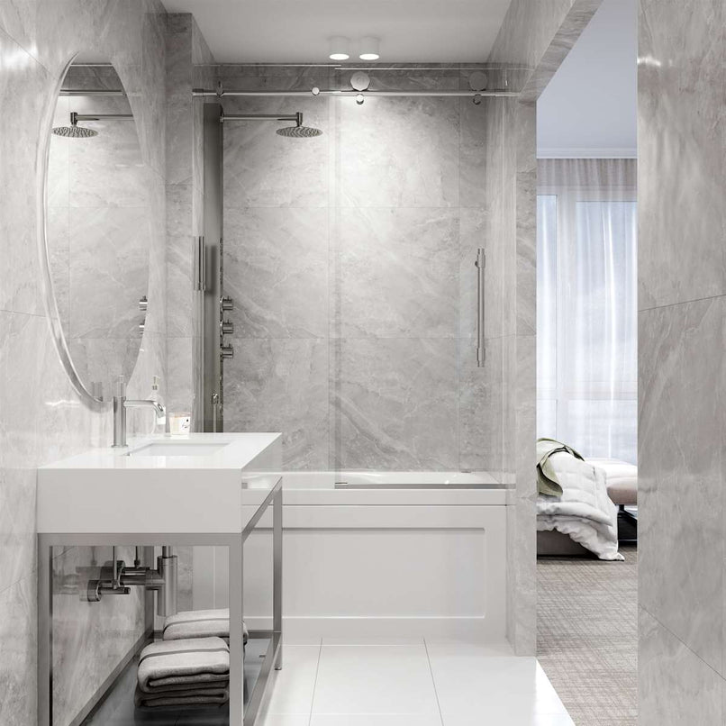 Elan Hart 66" High x 60" Wide x 2-3/4" Deep Sliding Frameless Shower Enclosure with Clear Glass - image 16