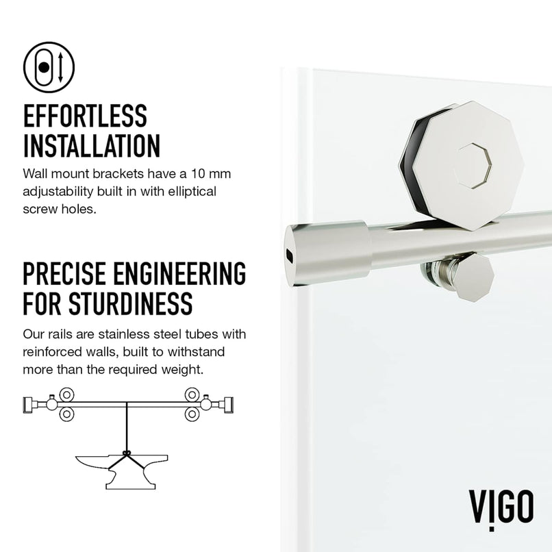 Elan Hart 66" High x 60" Wide x 2-3/4" Deep Sliding Frameless Shower Enclosure with Clear Glass - image 19