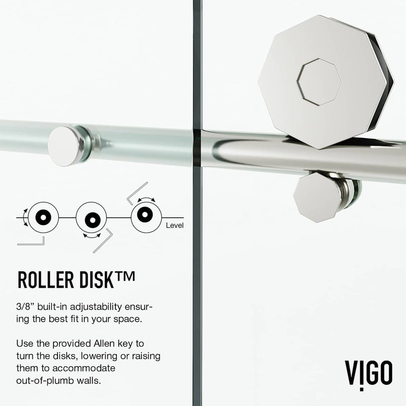 Elan Hart 66" High x 60" Wide x 2-3/4" Deep Sliding Frameless Shower Enclosure with Clear Glass - image 20