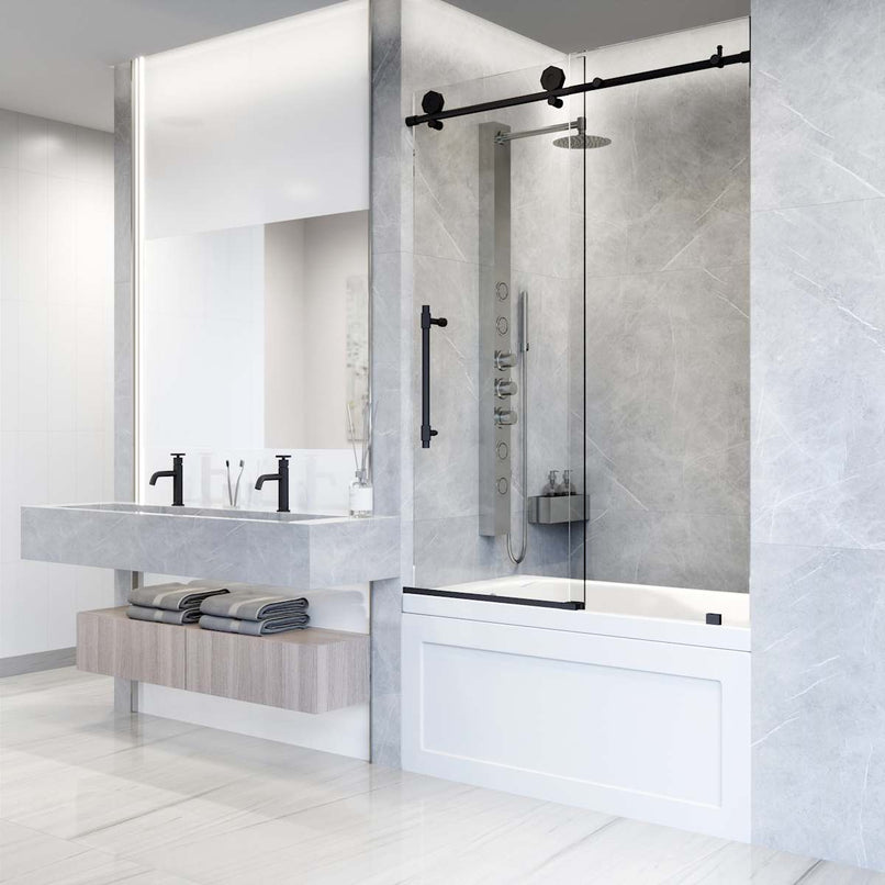 Elan Hart 66" High x 60" Wide x 2-3/4" Deep Sliding Frameless Shower Enclosure with Clear Glass - image 5