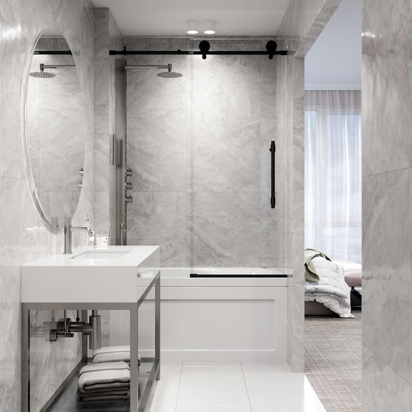 Elan Hart 66" High x 60" Wide x 2-3/4" Deep Sliding Frameless Shower Enclosure with Clear Glass - image 7