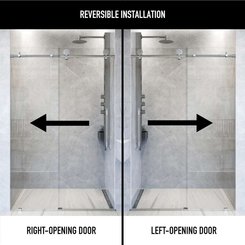 Elan Hart 76" High x 60" Wide Sliding Frameless Shower Door with Clear Glass - image 4