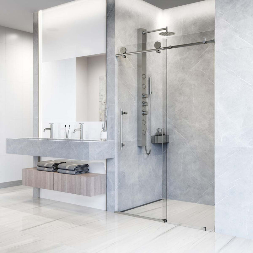 Elan Hart 76" High x 60" Wide Sliding Frameless Shower Door with Clear Glass - image 5