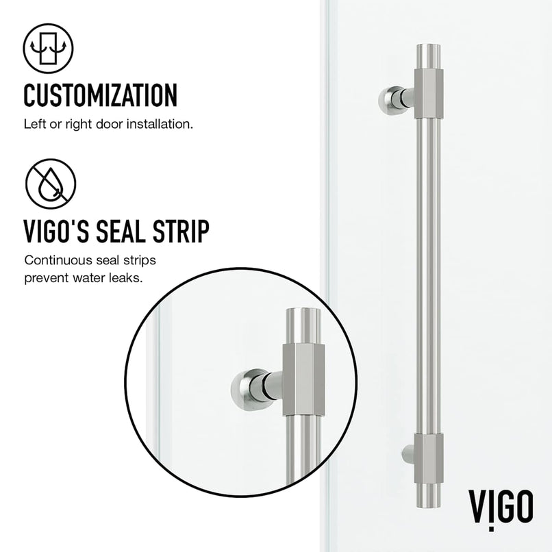Elan Hart 76" High x 60" Wide Sliding Frameless Shower Door with Clear Glass - image 8
