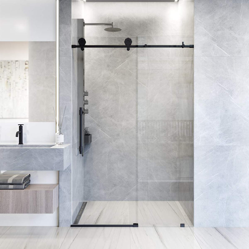 Elan Hart 76" High x 60" Wide Sliding Frameless Shower Door with Clear Glass - image 18