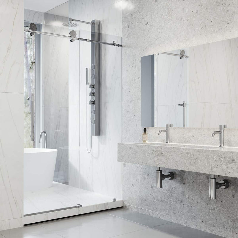 Elan Hart 76" High x 72" Wide Sliding Frameless Shower Door with Clear Glass - image 10