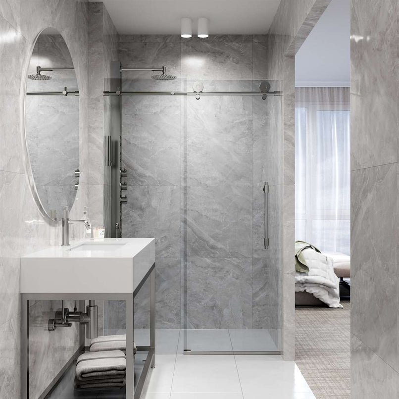 Elan Hart 76" High x 72" Wide Sliding Frameless Shower Door with Clear Glass - image 15