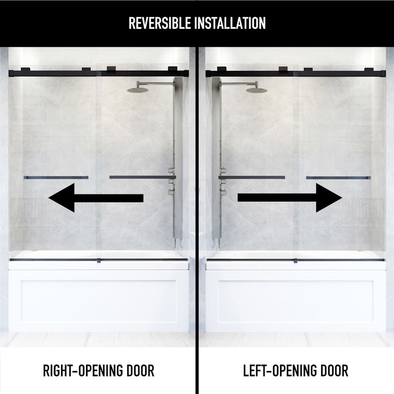 Houston 66" High x 60" Wide Sliding Frameless Tub Door with Clear Glass - image 4