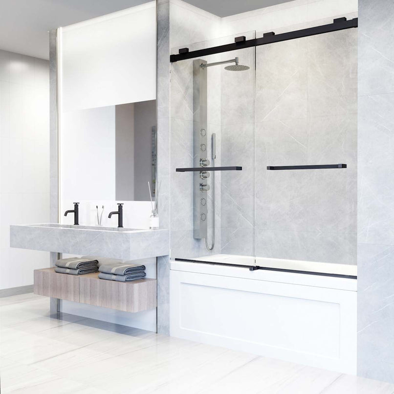 Houston 66" High x 60" Wide Sliding Frameless Tub Door with Clear Glass - image 8