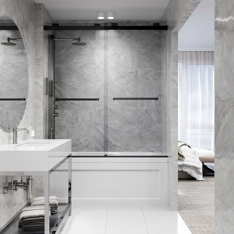 Houston 66" High x 60" Wide Sliding Frameless Tub Door with Clear Glass - image 10