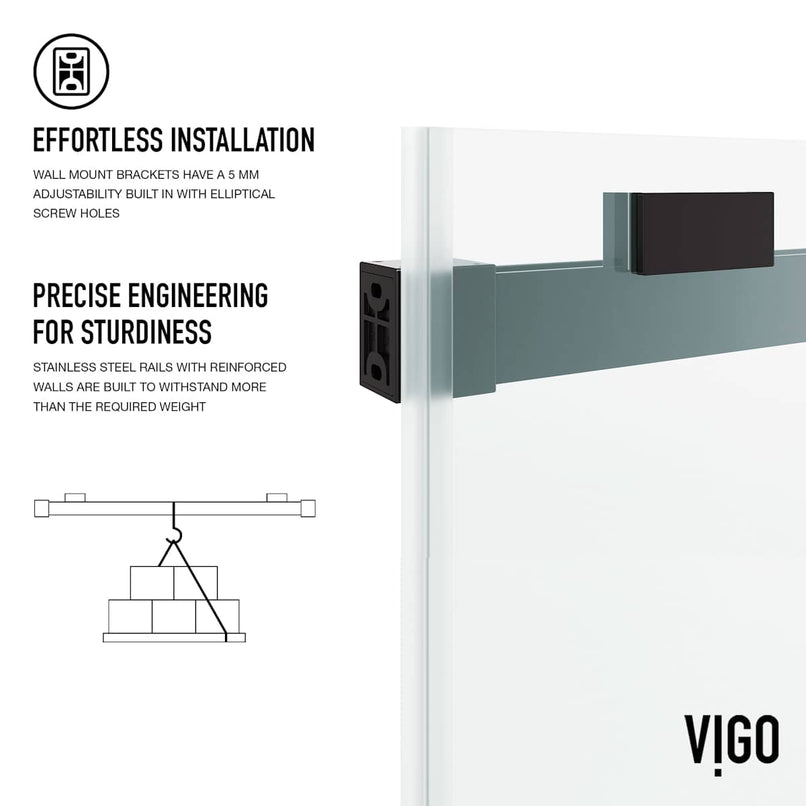 Houston 66" High x 60" Wide Sliding Frameless Tub Door with Clear Glass - image 13