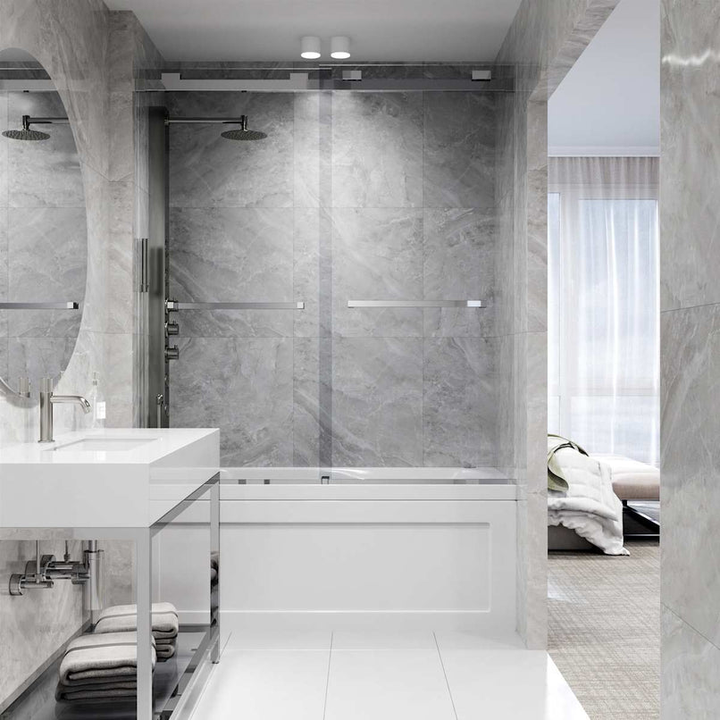 Houston 66" High x 60" Wide Sliding Frameless Tub Door with Clear Glass - image 21