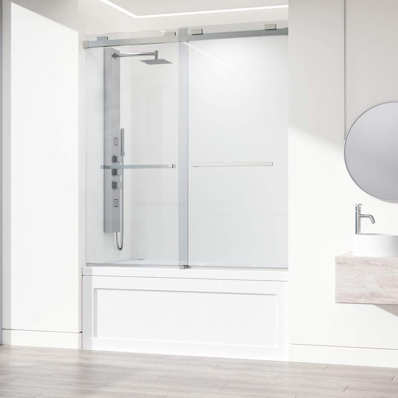 Houston 66" High x 60" Wide Sliding Frameless Tub Door with Clear Glass - image 23
