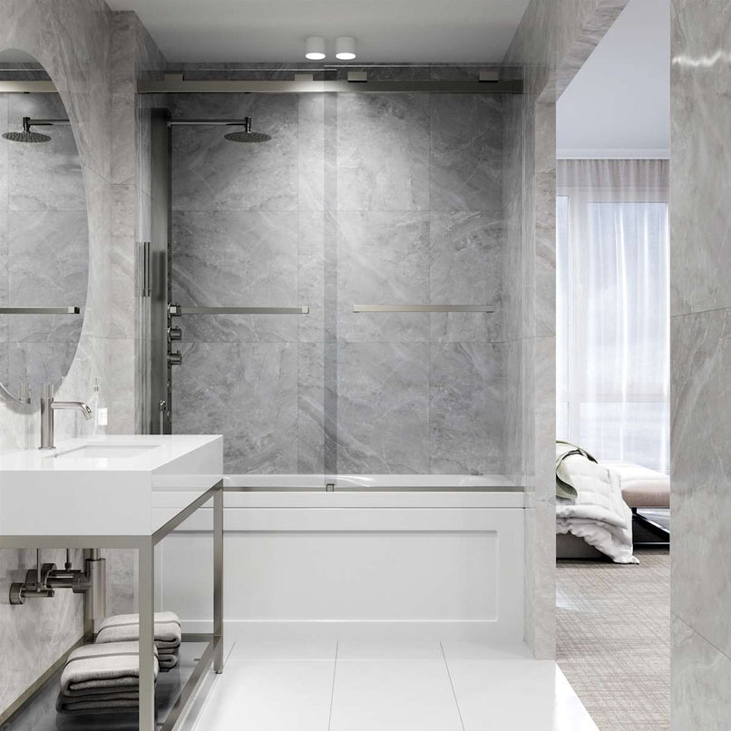 Houston 66" High x 60" Wide Sliding Frameless Tub Door with Clear Glass - image 27