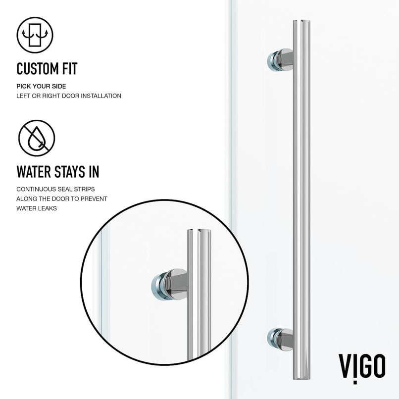 Elan 74" High x 64" Wide Sliding Frameless Shower Door with Clear Glass - image 10