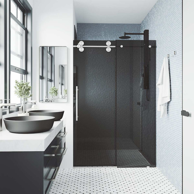 Elan 74" High x 72" Wide Sliding Frameless Shower Door with Tinted Glass - image 8