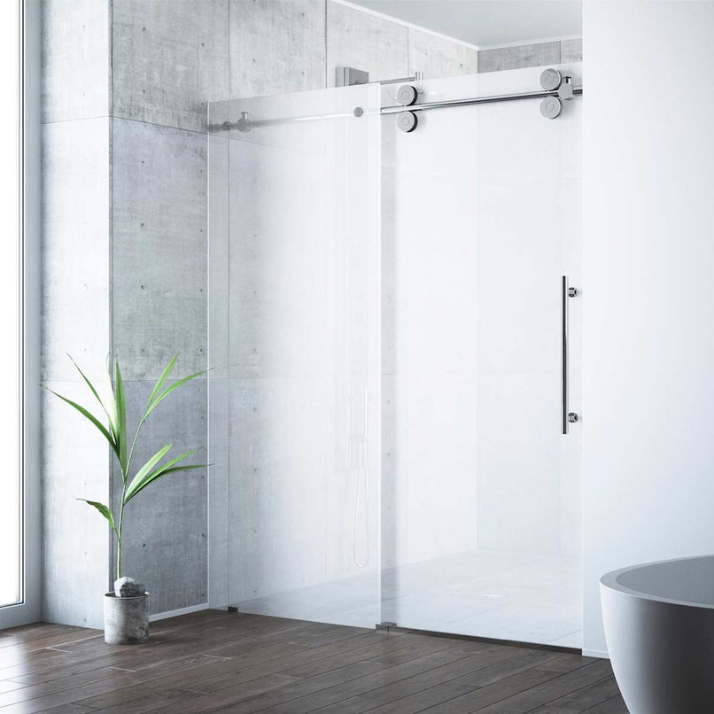 Elan 74" High x 60" Wide Sliding Frameless Shower Door with Frosted Glass - image 1