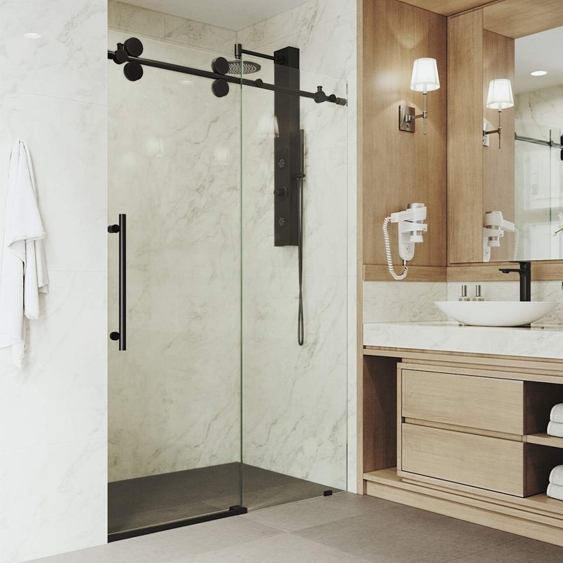 Elan 74" High x 48" Wide Sliding Frameless Shower Door with Clear Glass - image 20