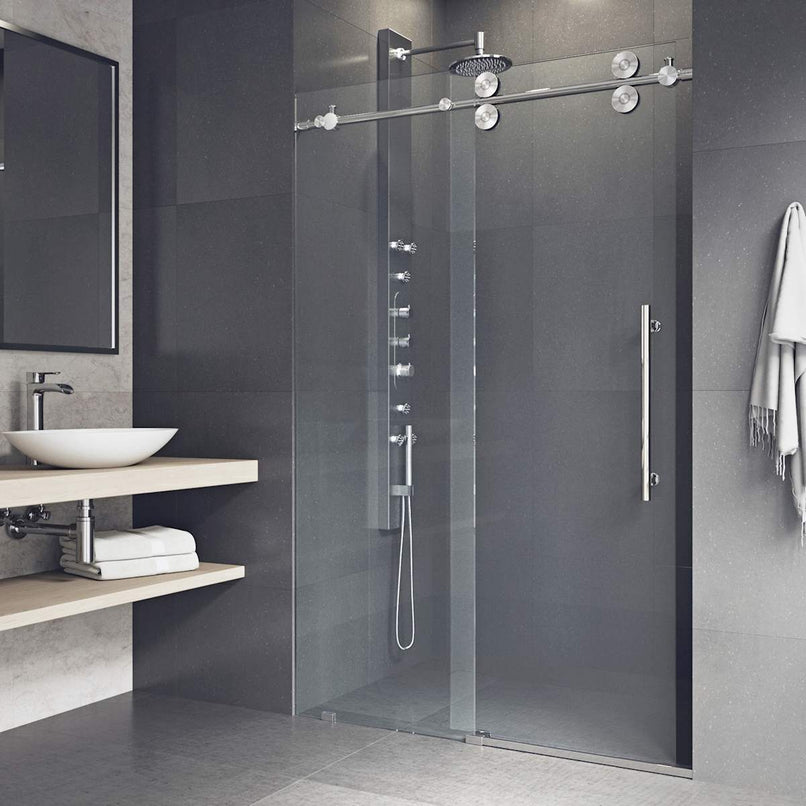 Elan 74" High x 56" Wide Sliding Frameless Shower Door with Clear Glass - image 8