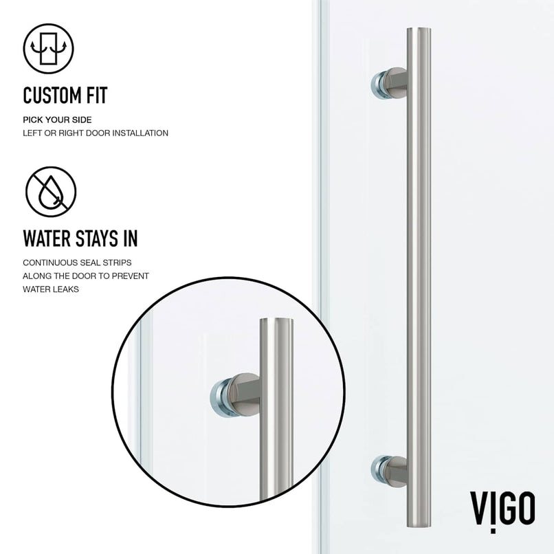 Elan 74" High x 56" Wide Sliding Frameless Shower Door with Clear Glass - image 9
