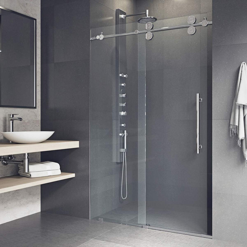 Elan 74" High x 56" Wide Sliding Frameless Shower Door with Clear Glass - image 26