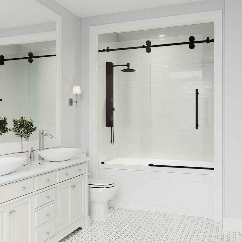 Elan 66" High x 60" Wide Sliding Frameless Tub Door with Clear Glass - image 2