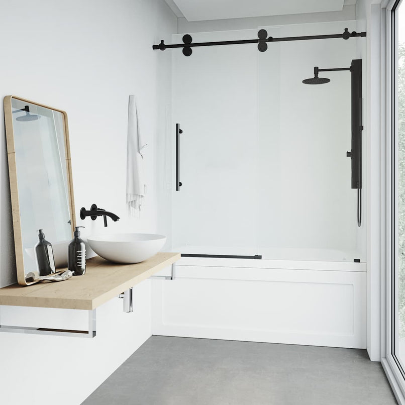 Elan 66" High x 60" Wide Sliding Frameless Tub Door with Clear Glass - image 6