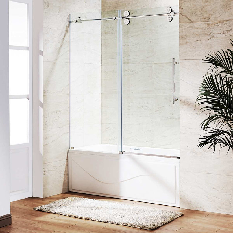 Elan 66" High x 60" Wide Sliding Frameless Tub Door with Clear Glass - image 25