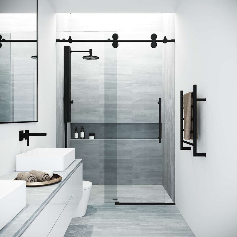 Elan 74" High x 60" Wide Sliding Frameless Shower Door with Clear Glass - image 10