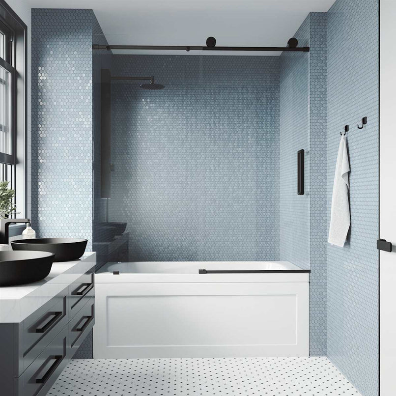 Elan 66" High x 60" Wide Sliding Frameless Tub Door with Clear Glass - image 5