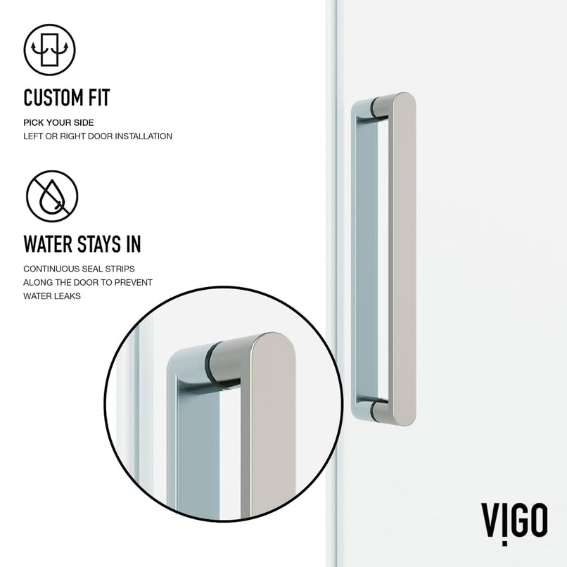 Elan 76" High x 60" Wide Sliding Frameless Shower Door with Clear Glass - image 8