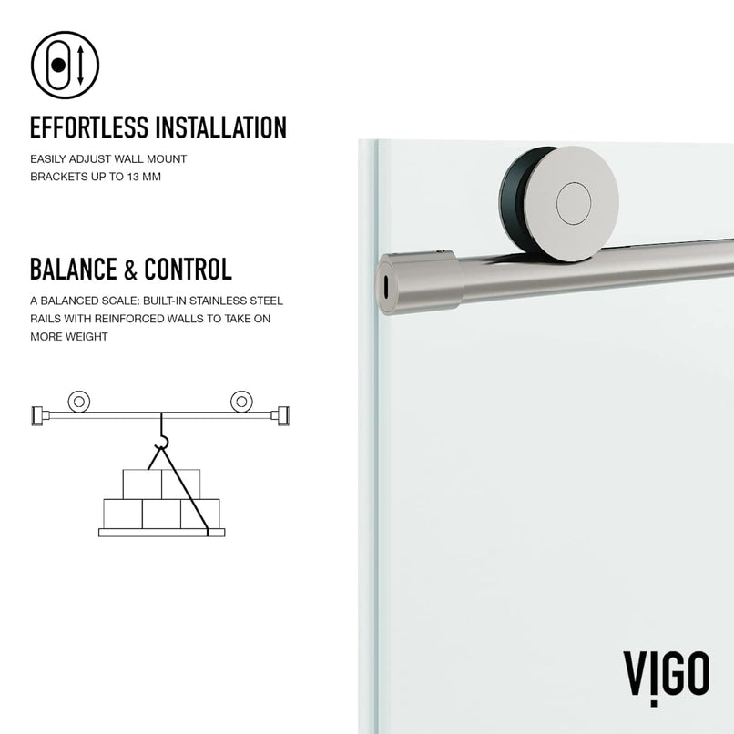 Elan 76" High x 72" Wide Sliding Frameless Shower Door with Clear Glass - image 9