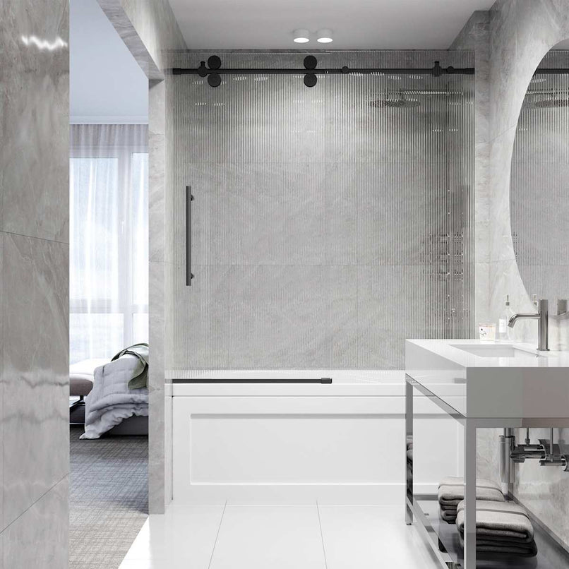 Elan 66" High x 60" Wide Sliding Frameless Tub Door with Patterned Glass - image 7