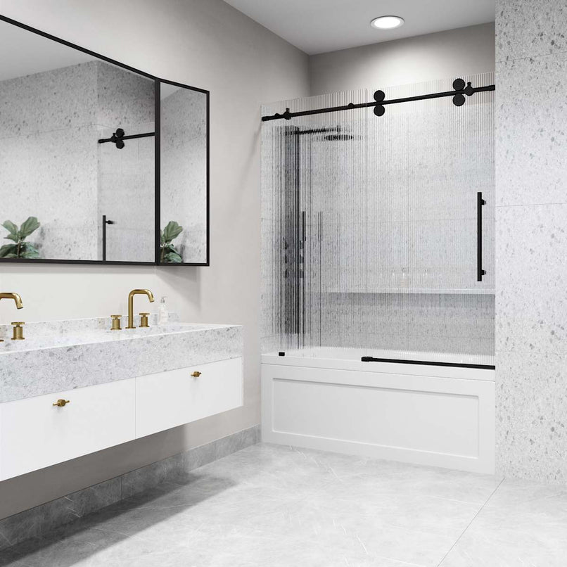 Elan 66" High x 60" Wide Sliding Frameless Tub Door with Patterned Glass - image 6