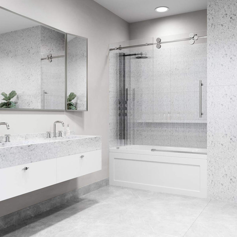 Elan 66" High x 60" Wide Sliding Frameless Tub Door with Patterned Glass - image 17