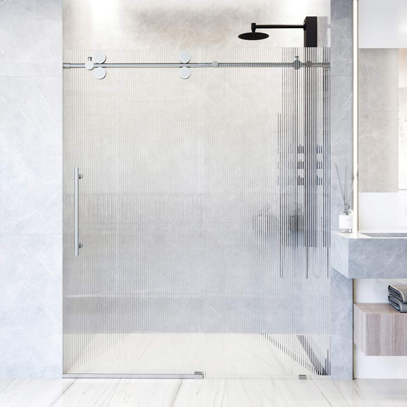 Elan 74" High x 60" Wide Sliding Frameless Shower Door with Patterned Glass - image 15