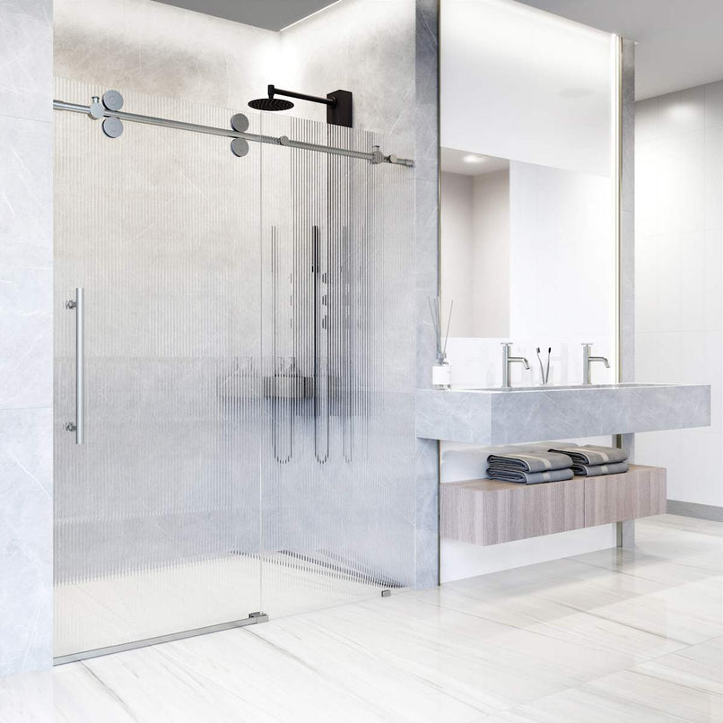 Elan 74" High x 60" Wide Sliding Frameless Shower Door with Patterned Glass - image 16