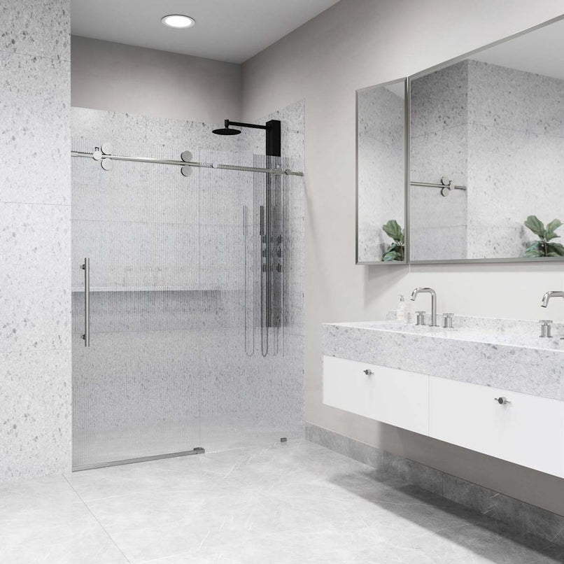 Elan 74" High x 60" Wide Sliding Frameless Shower Door with Patterned Glass - image 17