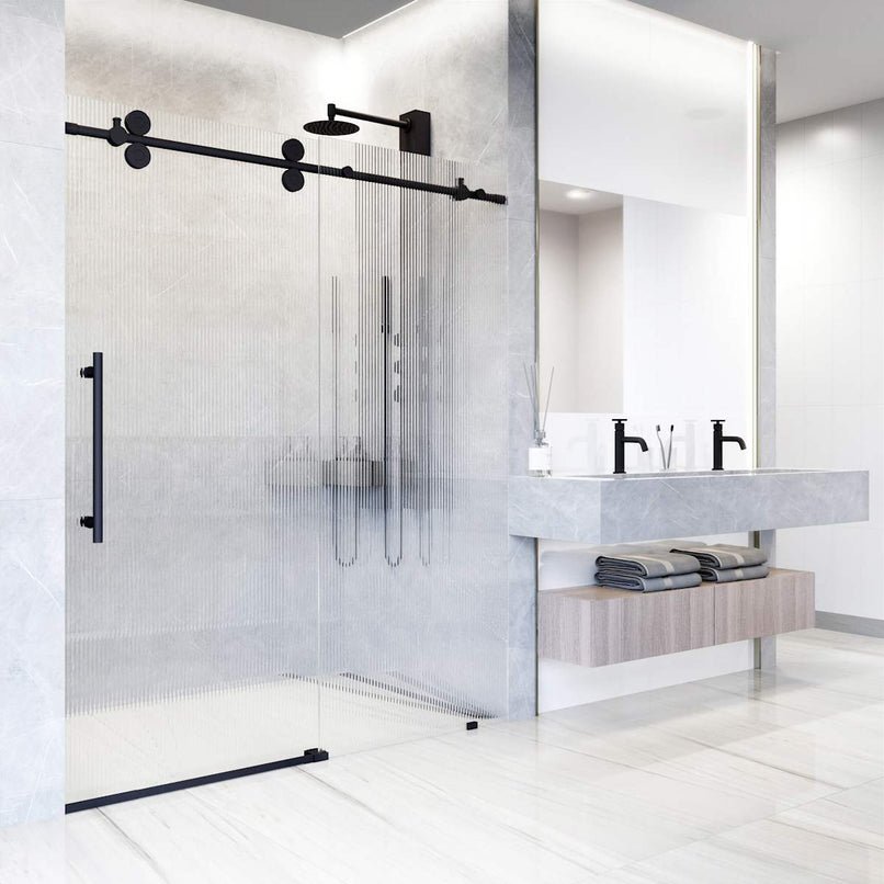 Elan 74" High x 60" Wide Sliding Frameless Shower Door with Patterned Glass - image 20