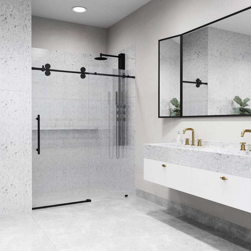 Elan 74" High x 60" Wide Sliding Frameless Shower Door with Patterned Glass - image 21
