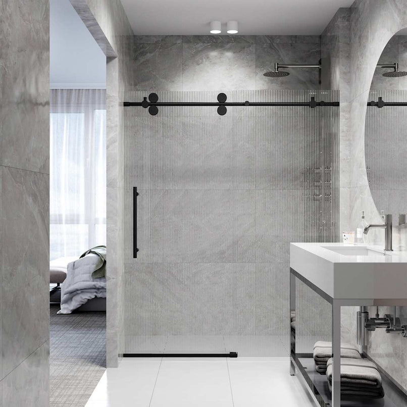Elan 74" High x 60" Wide Sliding Frameless Shower Door with Patterned Glass - image 22